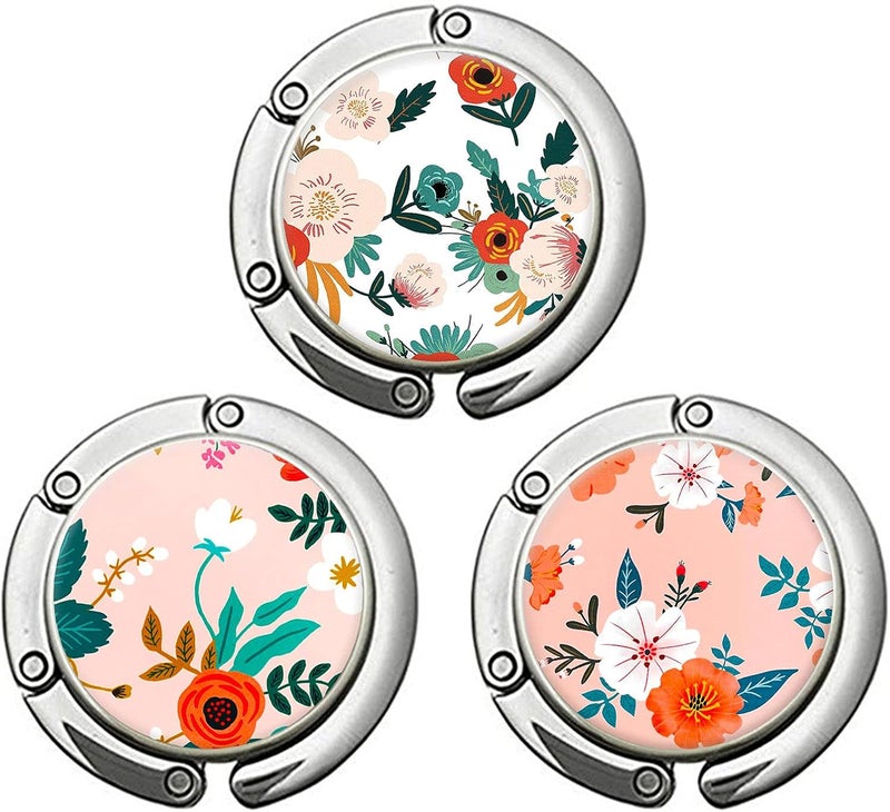BOTRINUO Foldable Purse Hook for Table, Handbag Storage Folding Decor Table Hook, Women's Bag Handbag Hanger Holder (Bright Flowers H) - Image 1